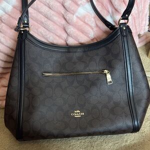 Coach Dark Brown Signature Shoulder Bag